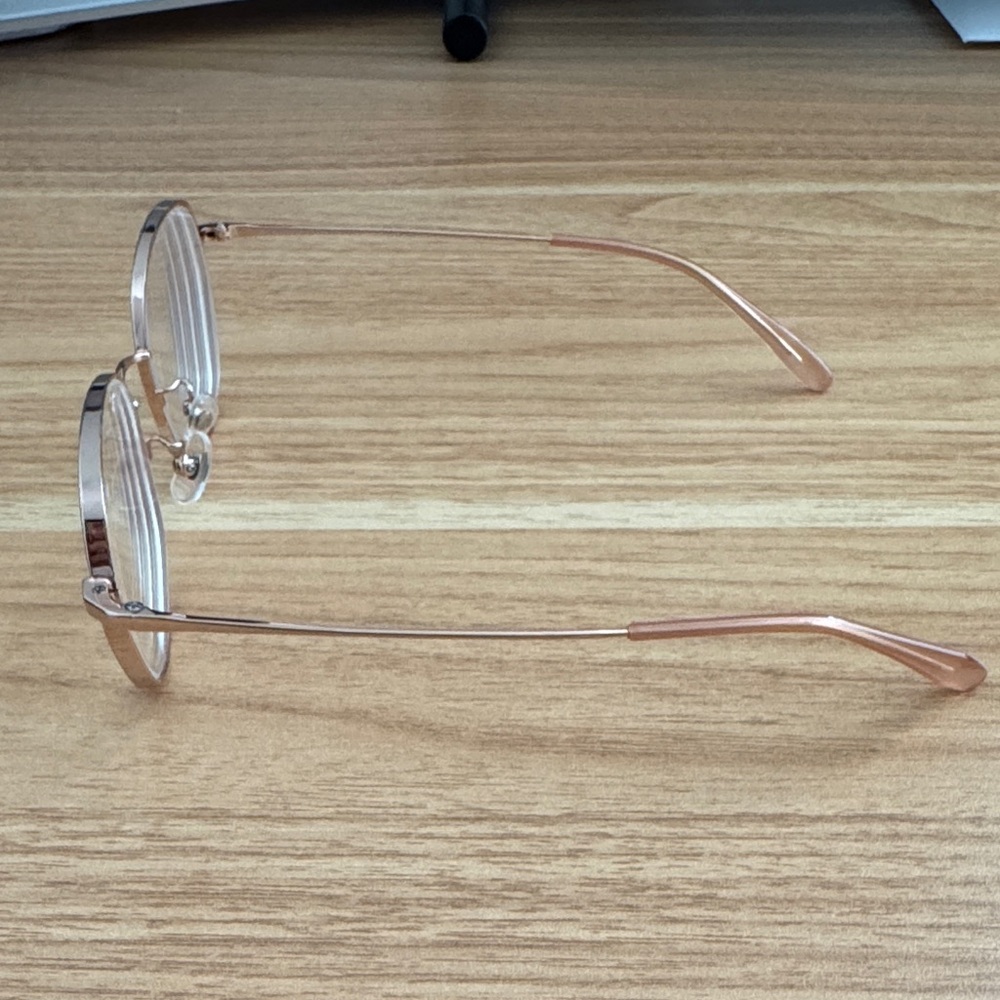 JINS Rose Gold Eyeglass Frames with Hard Case - Picture 3 of 3